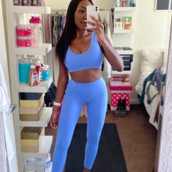 SOLD OUT Gymshark x Whitney Simmons Collection Seamless Leggings Beautiful Blue - Picture 4 of 4